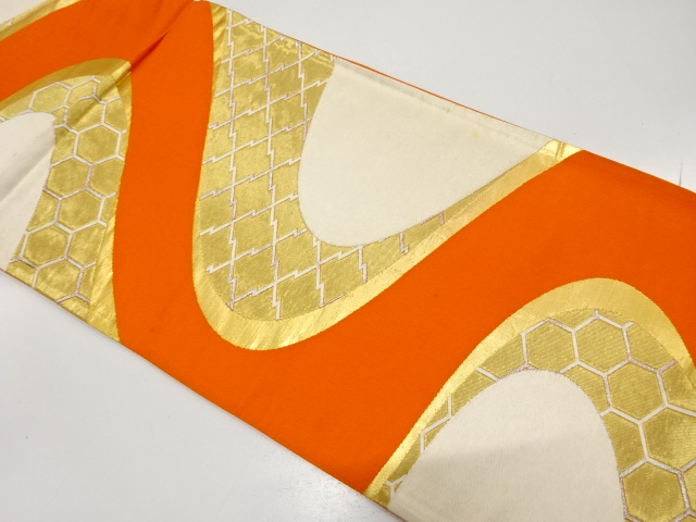 JAPANESE KIMONO / ANTIQUE FUKURO OBI / SILK / WOVEN STREAM & CLASSICAL PATTERN